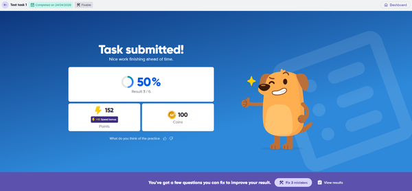 Question retries now work after students submit a task