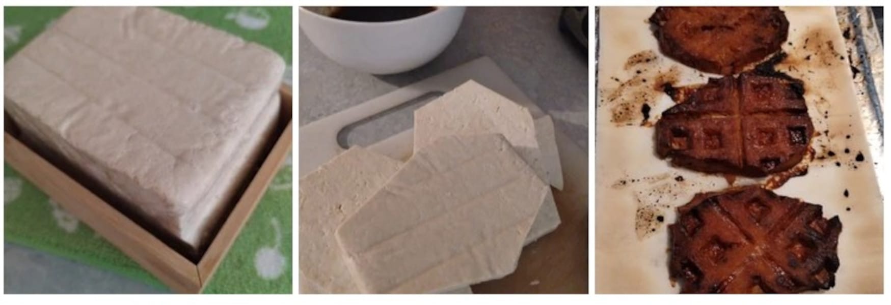 Marinated Tofu Waffle Steaks