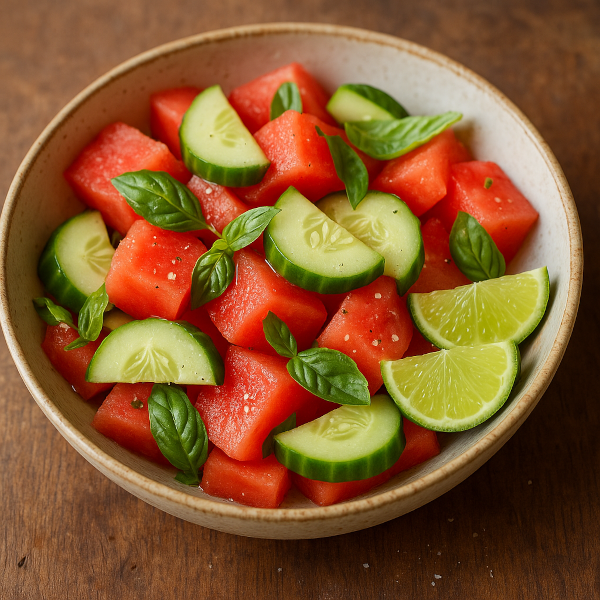 Watermelon Cucumber Lime Salad