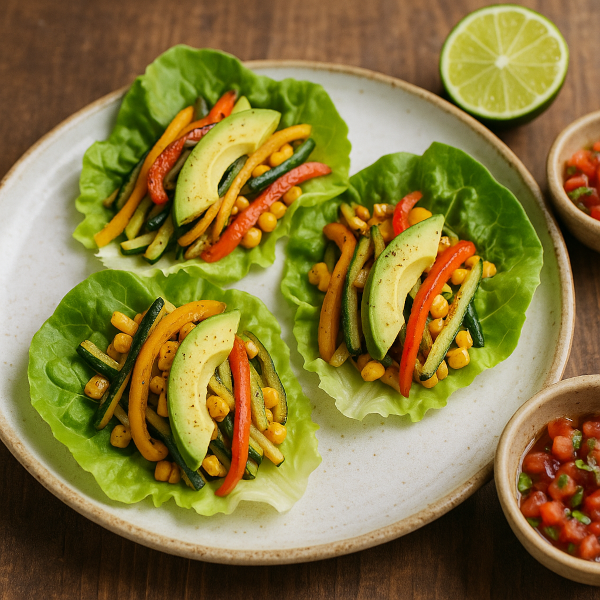 Zucchini, Corn, and Pepper Fajita Lettuce Wraps