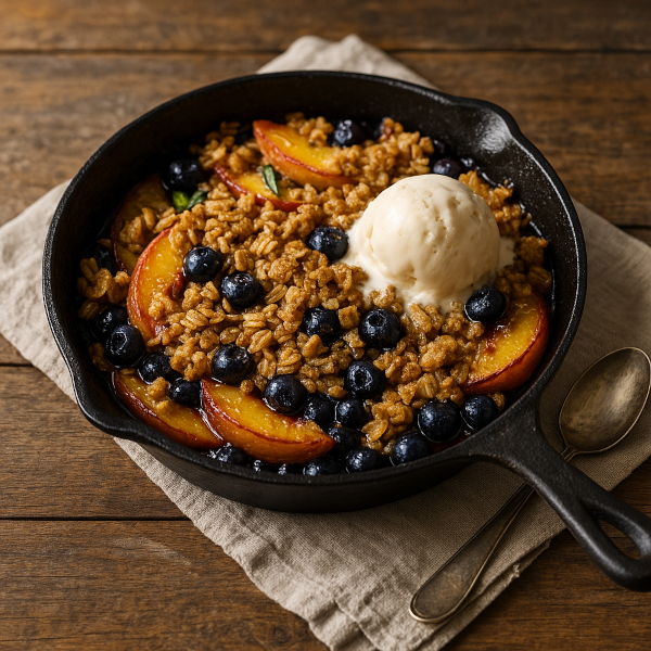 Peach and Blueberry Skillet Crisp