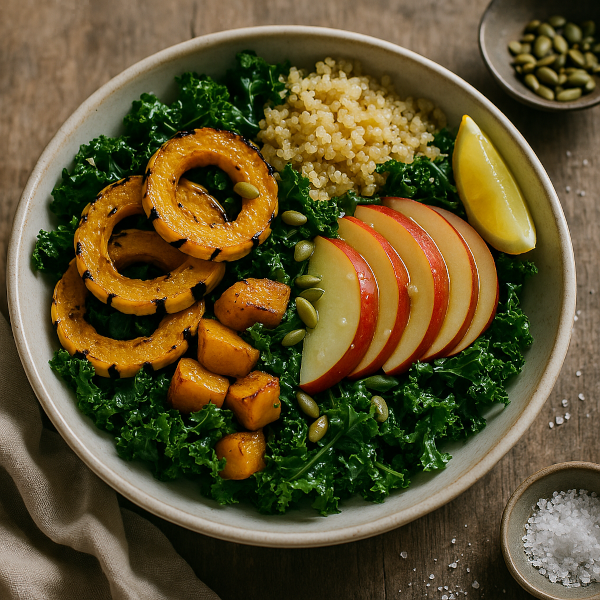 Harvest Kale, Apple and Roasted Squash Bowl