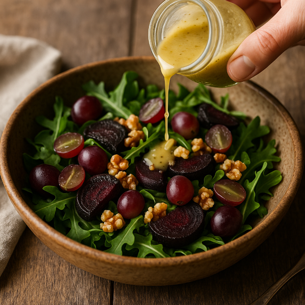 Beet, Grape and Walnut Salad with Citrus Dijon