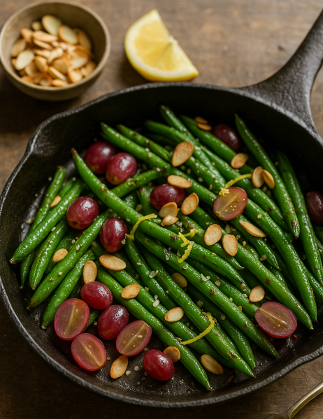 Green Bean, Grape and Almond Skillet