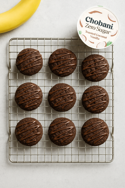 Chocolate Tahini Coconut–Banana Toaster Cookies