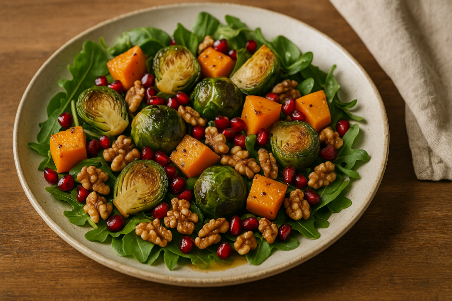 Harvest Salad with Pumpkin, Brussels and Pomegranate