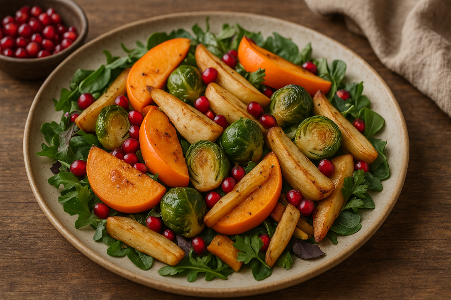Warm Roasted Root and Persimmon Salad