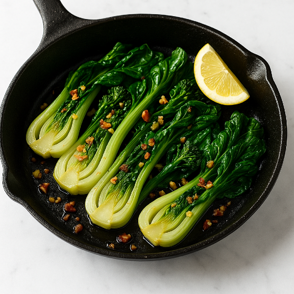 5-Minute Ginger–Garlic Bok Choy (Skillet)