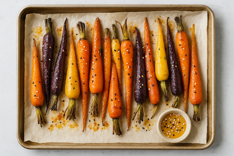 Maple–Miso Roasted Rainbow Carrots