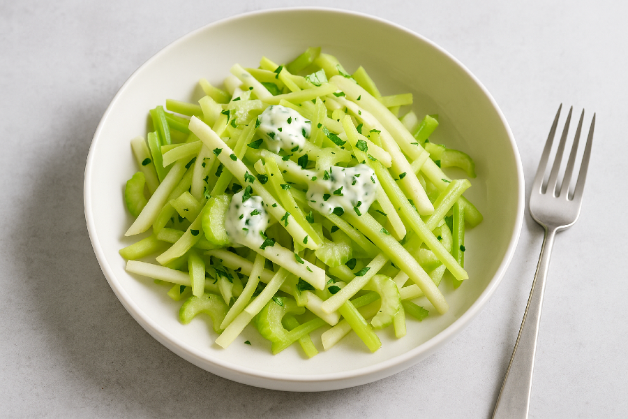 Celery–Green Apple Slaw with Herbed Yogurt (Dairy-Free)