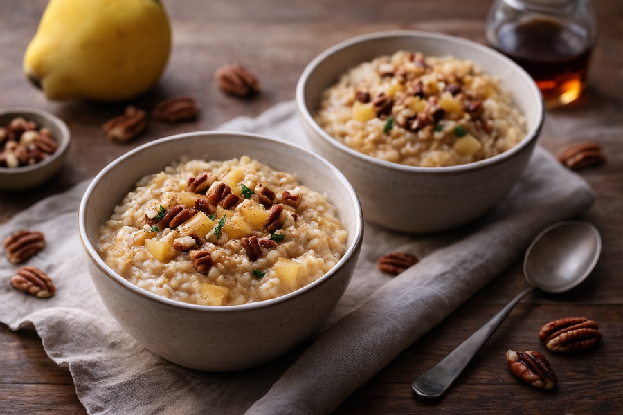 Quince and Pecan Baked Oat Bowl