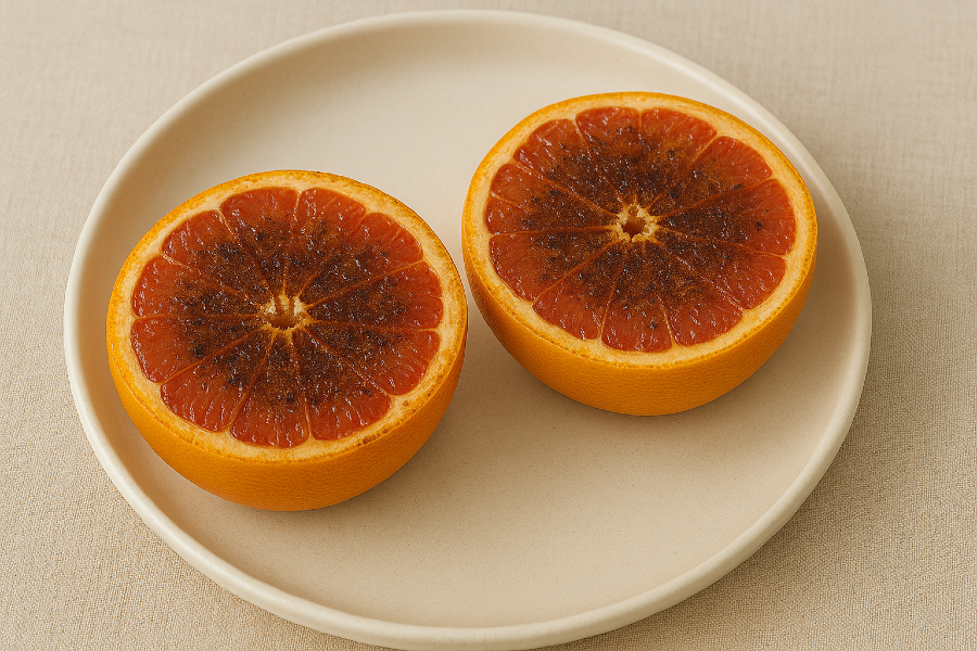 Broiled Ruby Red Grapefruit with Cinnamon “Brûlée”
