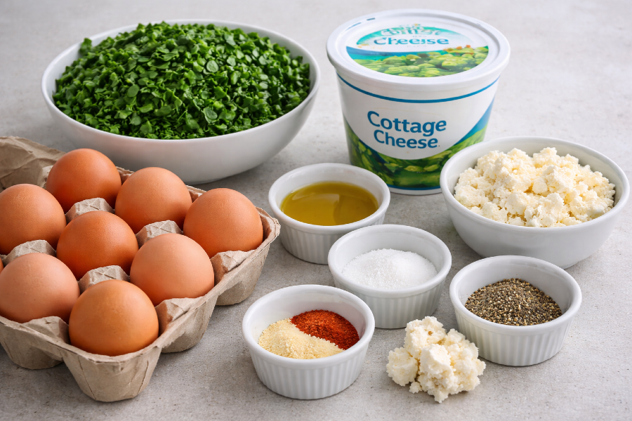 Simple Spinach, Cottage Cheese & Goat Cheese Egg Bites