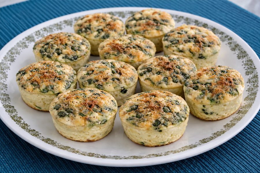 Simple Spinach, Cottage Cheese & Goat Cheese Egg Bites