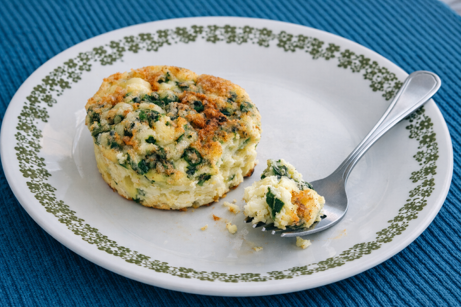 Simple Spinach, Cottage Cheese & Goat Cheese Egg Bites