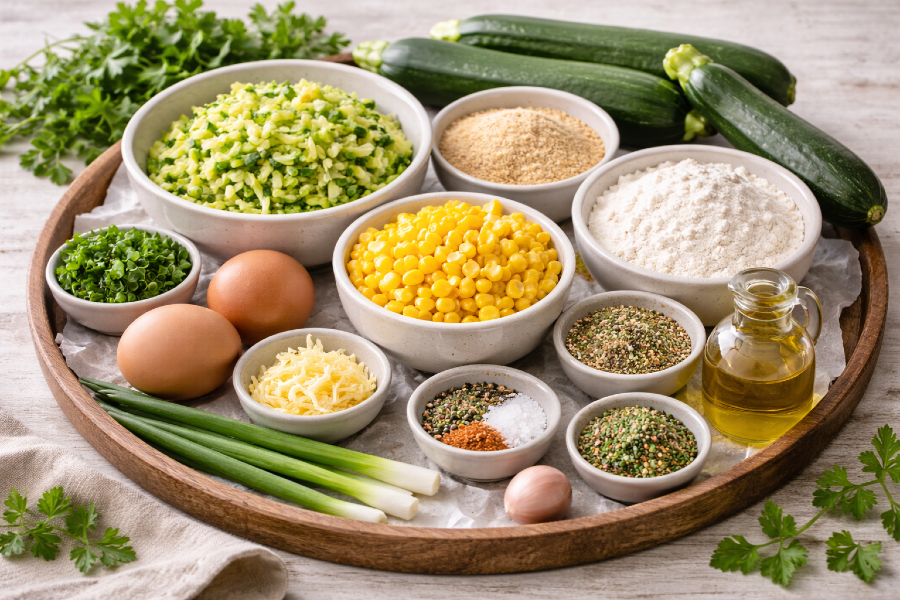 Crispy Zucchini Corn Fritters with Lemon Herb Tahini