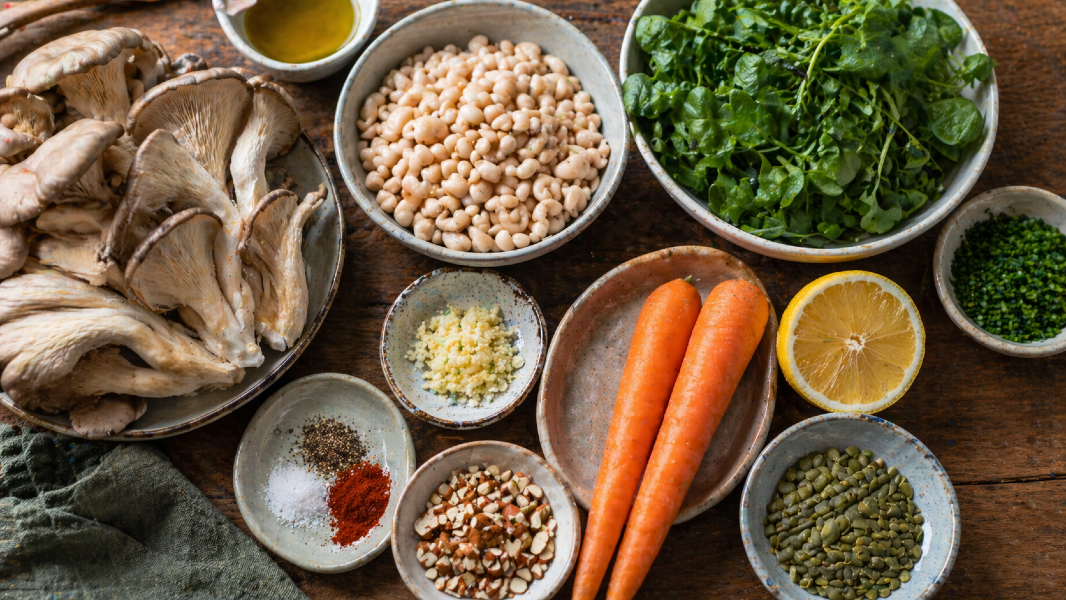 Warm White Bean and Oyster Mushroom Skillet
