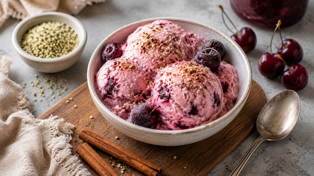 Cherry Cinnamon Hemp No-Churn Ice Cream