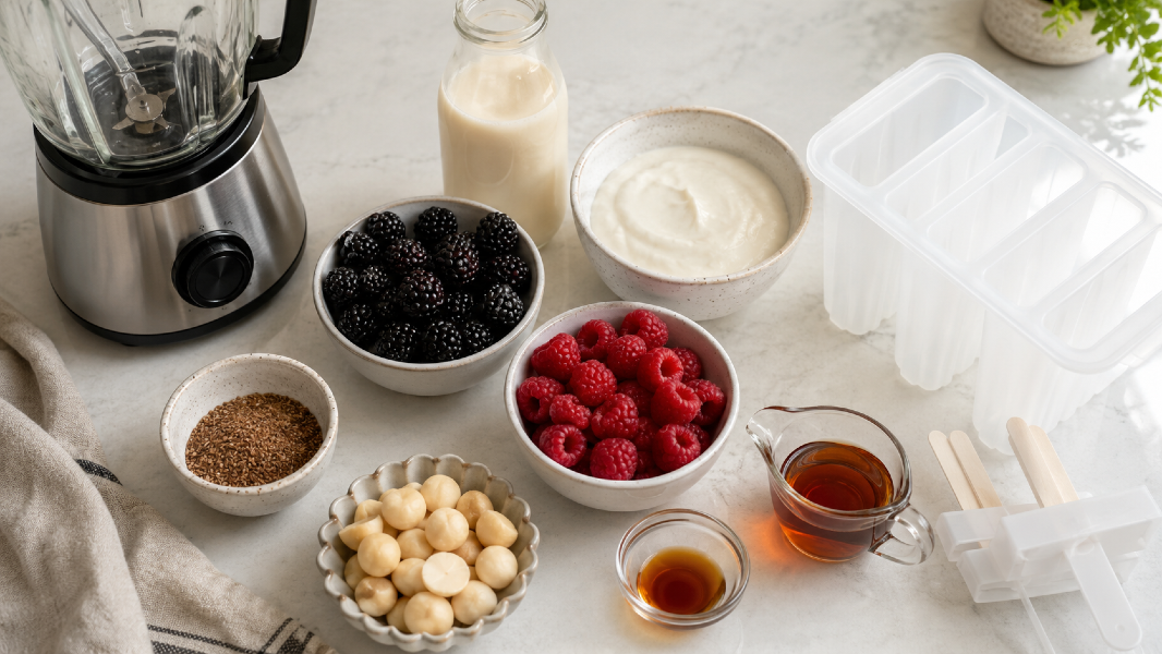 Blackberry Raspberry Macadamia Breakfast Pops