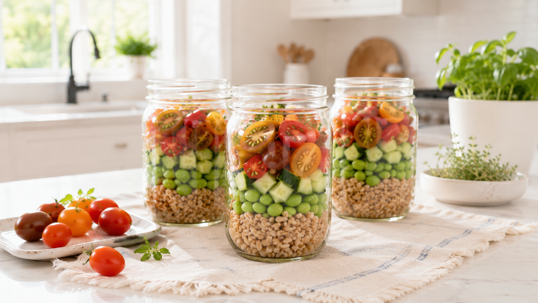 Heirloom Tomato Farro Picnic Jars