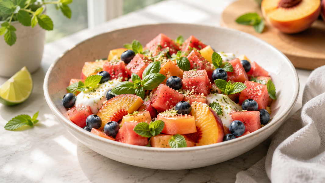 End-of-Summer Watermelon Peach Cooler Bowl