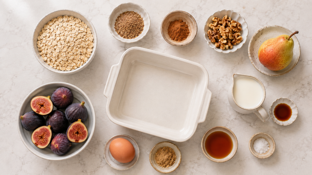 Roasted Fig, Pear & Walnut Breakfast Bake