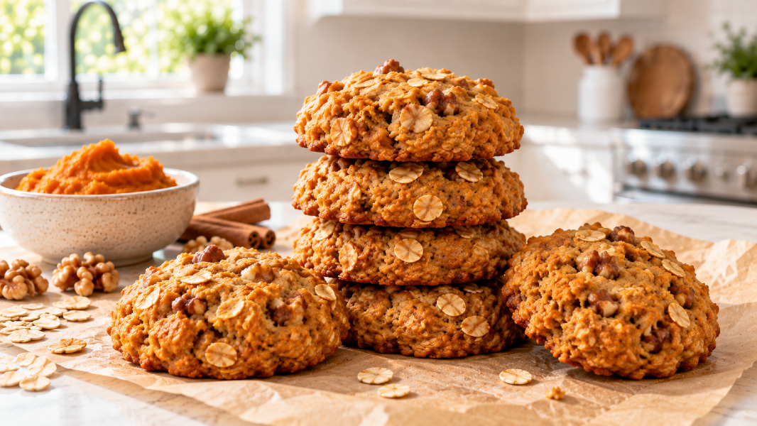 Soft Pumpkin Oat Breakfast Cookies With Cinnamon