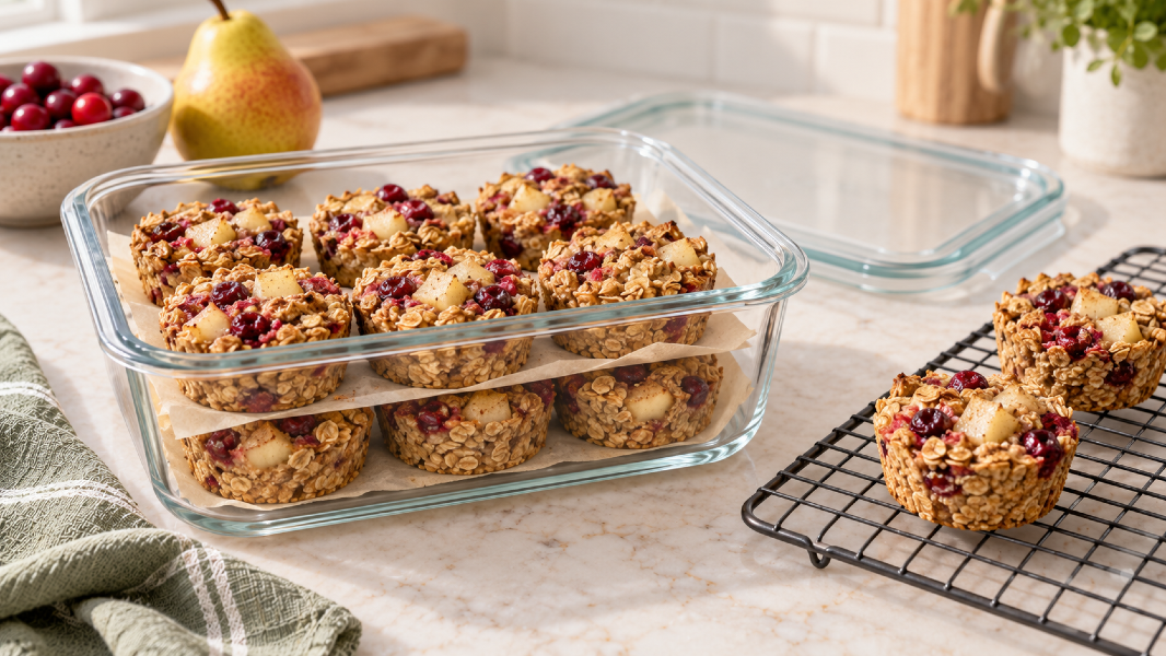 Cranberry Pear Baked Oat Cups for Easy Fall Mornings