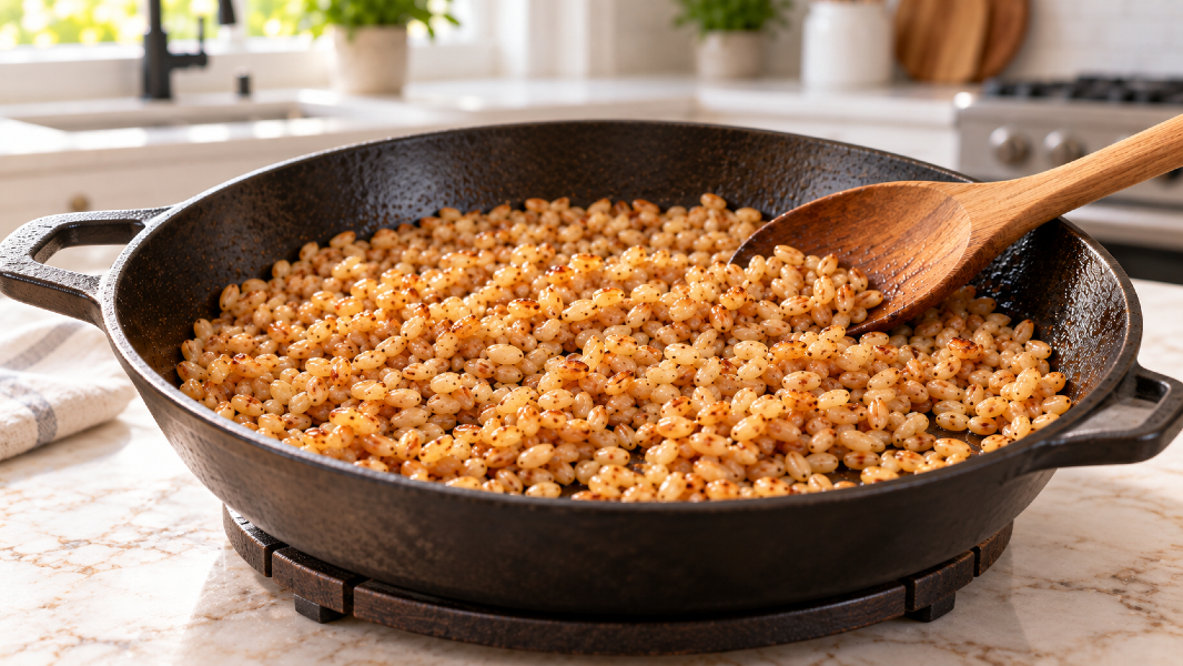 Warm Chestnut Apple Farro Pilaf With Sage