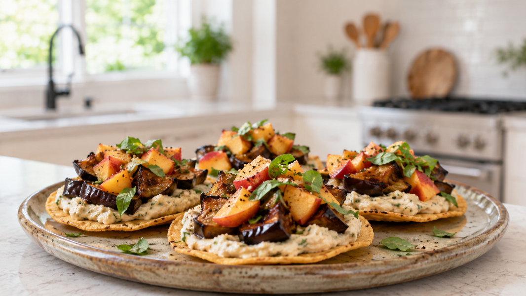 Grilled Peach and Basil Flatbread