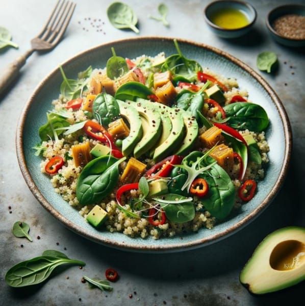 Quinoa, Jackfruit, and Spinach Salad