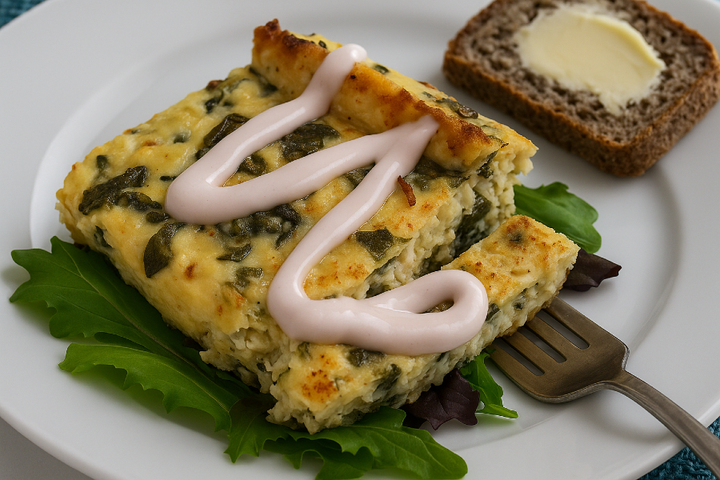 Smoked Whitefish, Spinach & Goat Cheese Bake