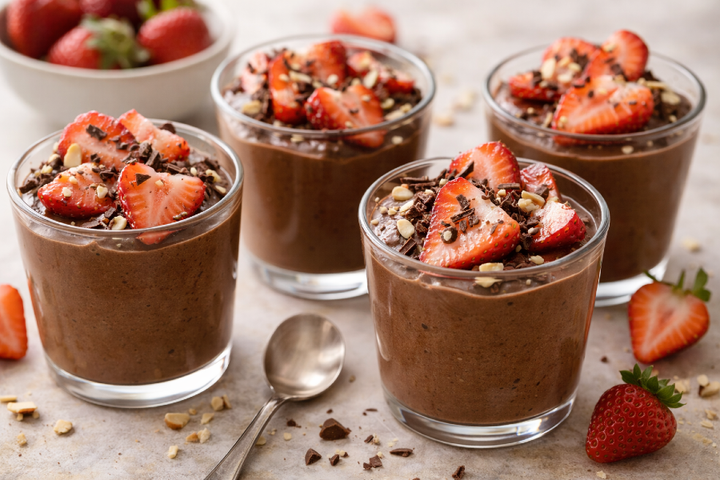 Creamy Dark Chocolate Strawberry Mousse Cups