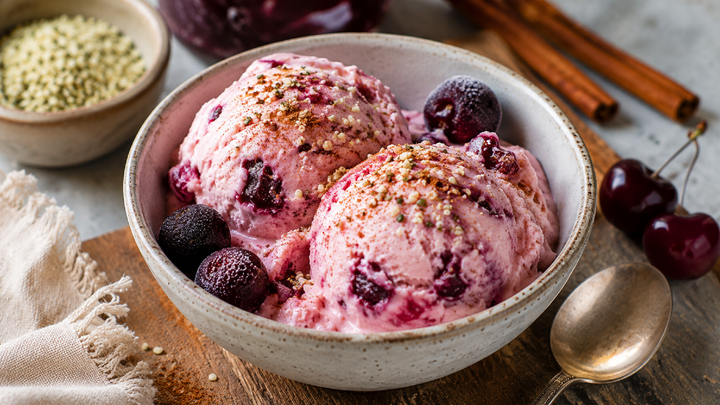 Cherry Cinnamon Hemp No-Churn Ice Cream