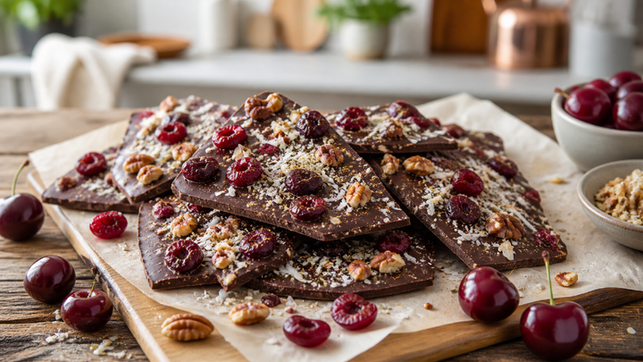 Dark Chocolate Cherry Crunch Bark Recipe