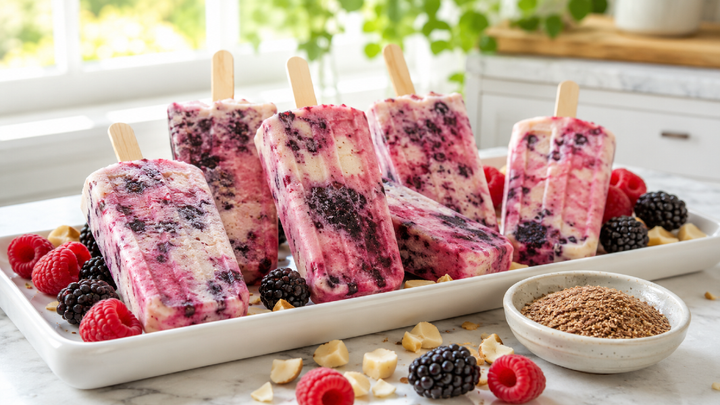 Blackberry Raspberry Macadamia Breakfast Pops