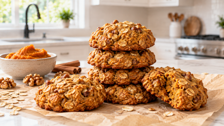 Soft Pumpkin Oat Breakfast Cookies With Cinnamon