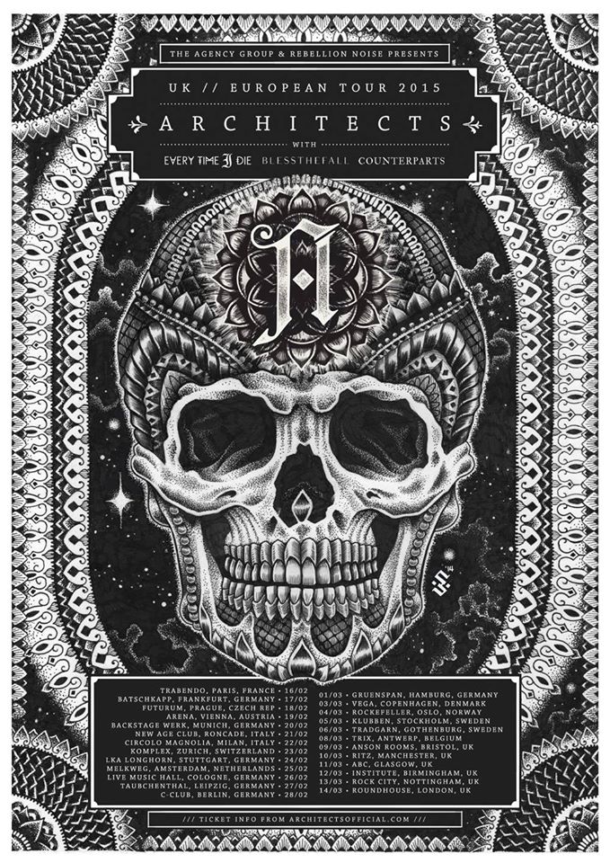 Architects Eurpean Winter 2015 tour - poster