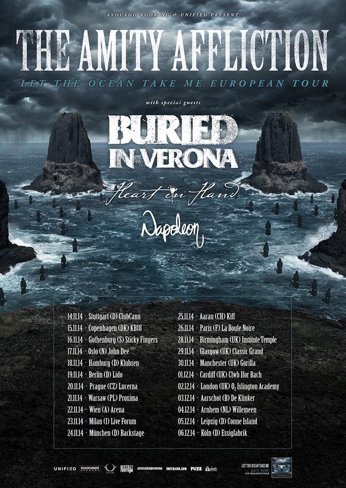 The Amity Affliction - Let The Ocean Take Me European Tour - poster