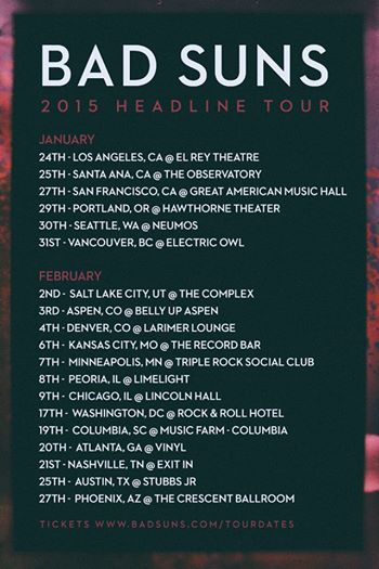 Bad Suns - Winter Headlining North American Tour - poster