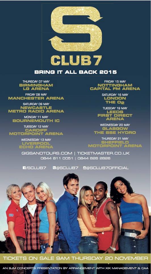 S Club 7 - Bring It All Back 2015 Tour - poster