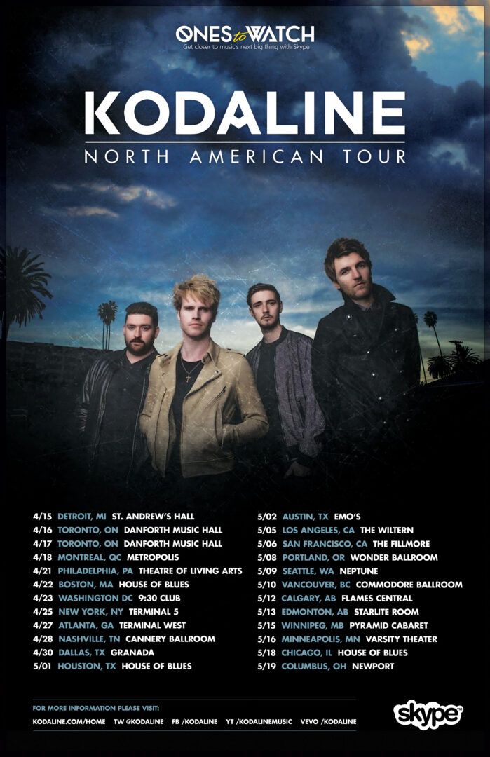 Kodaline - North American Tour 2015 - contest image