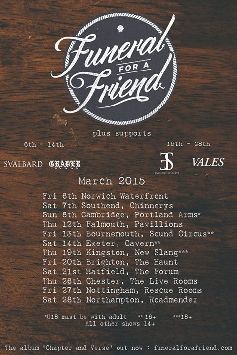 Funeral For A Friend - UK March Tour 2015 - poster