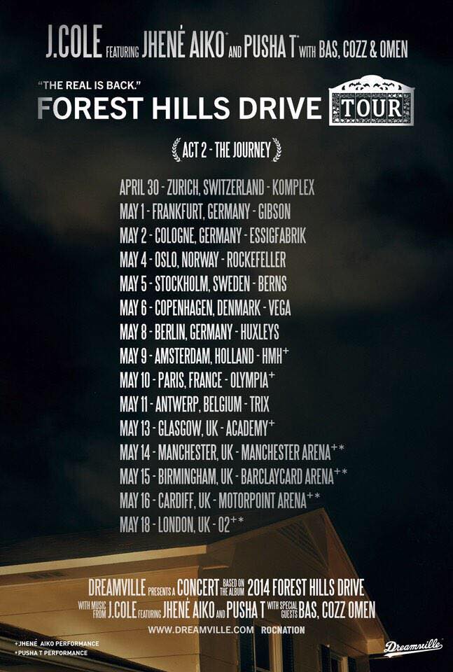 J. Cole - Forest Hills Drive Tour Leg 2 - poster
