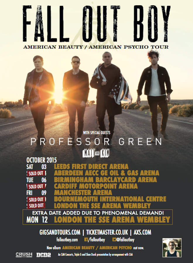 Fall Out Boy - American Beauty,American Psycho UK Tour 2 - poster