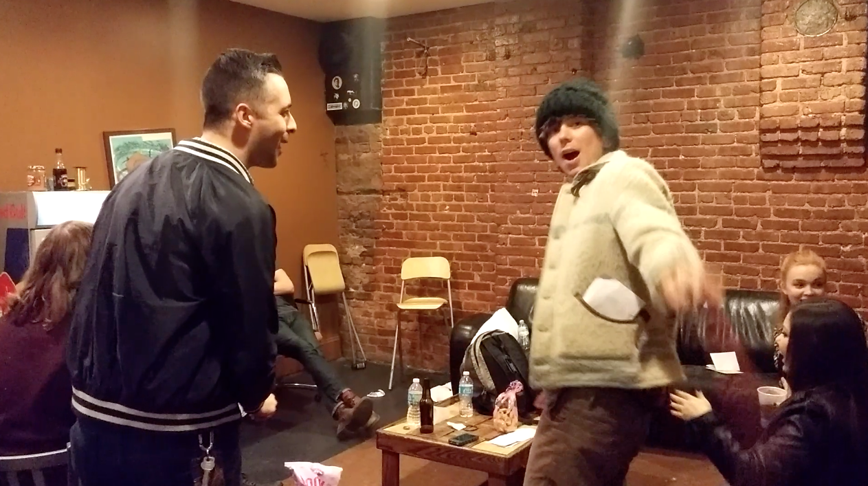 Nick and Chris dance as everyone sings an a cappella version of 2Pac's California Love.