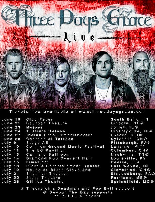 Three Days Grace - Summer U.S. Tour - poster