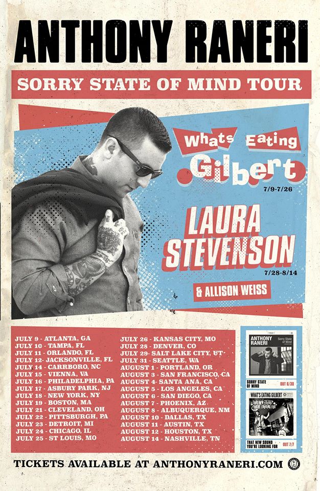 Anthony Raneri - Sorry State of Mind Tour - poster