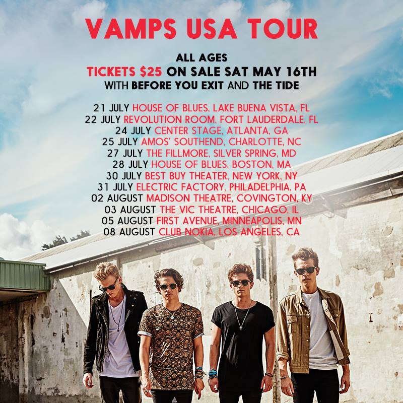 The Vamps - Summer U.S. Tour 2015 - poster
