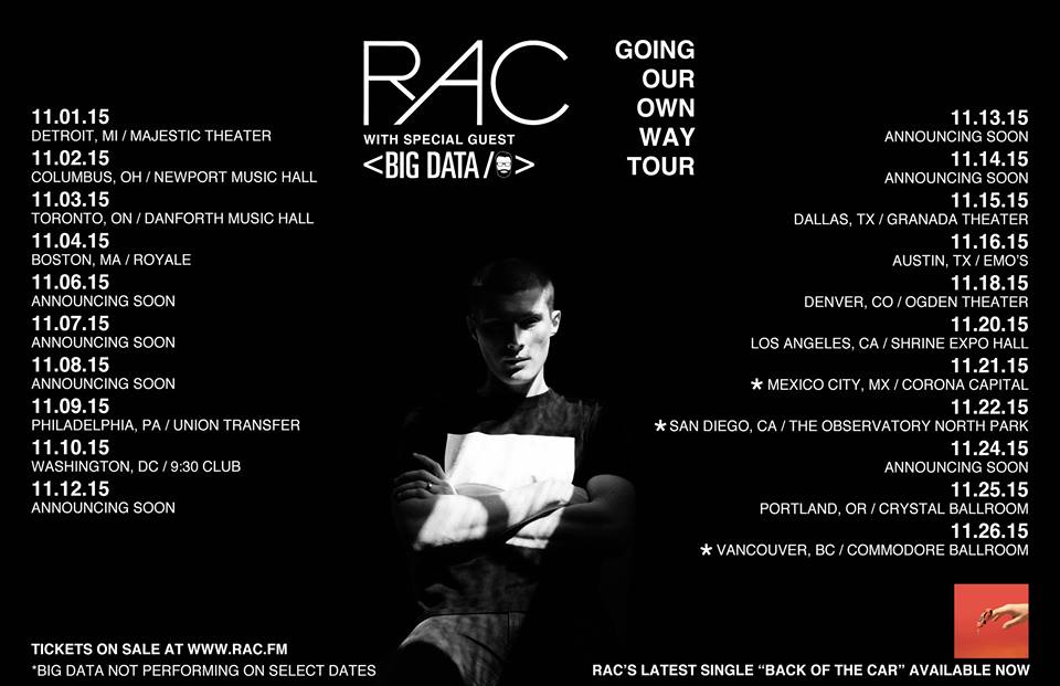 RAC - Going Our Own Way Tour 2015 - poster